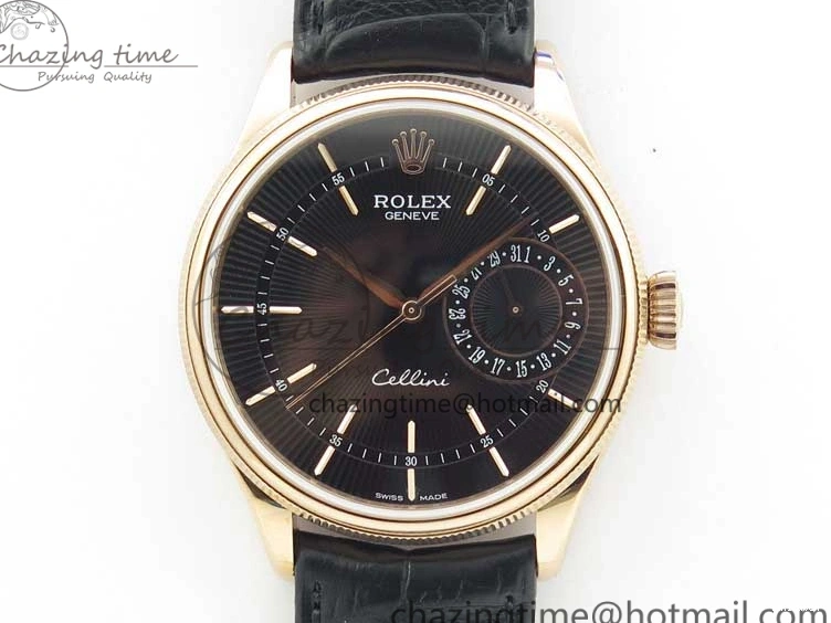 Markers Edition on Date BP Real Stick Cellini Black SA3165 RG 50519 Best Black Maker Dial Strap Leather 0725